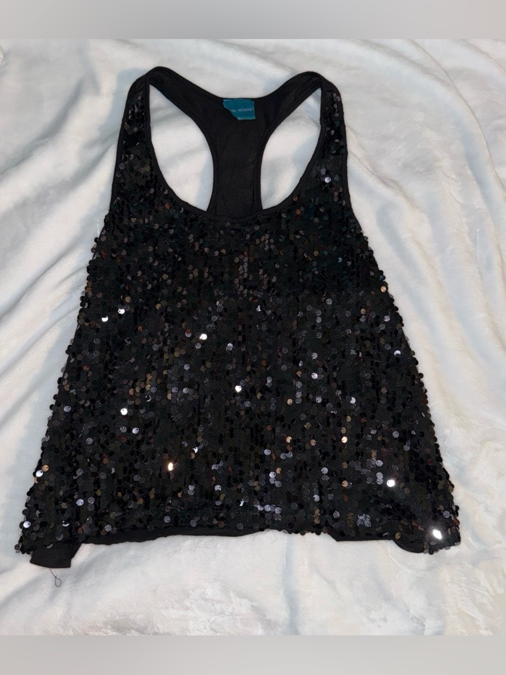 Black Sequin Racerback Tank Top